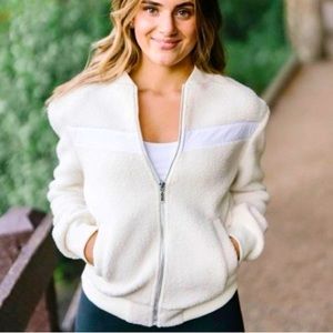 ZYIA White Flying V Sherpa Bomber Jacket